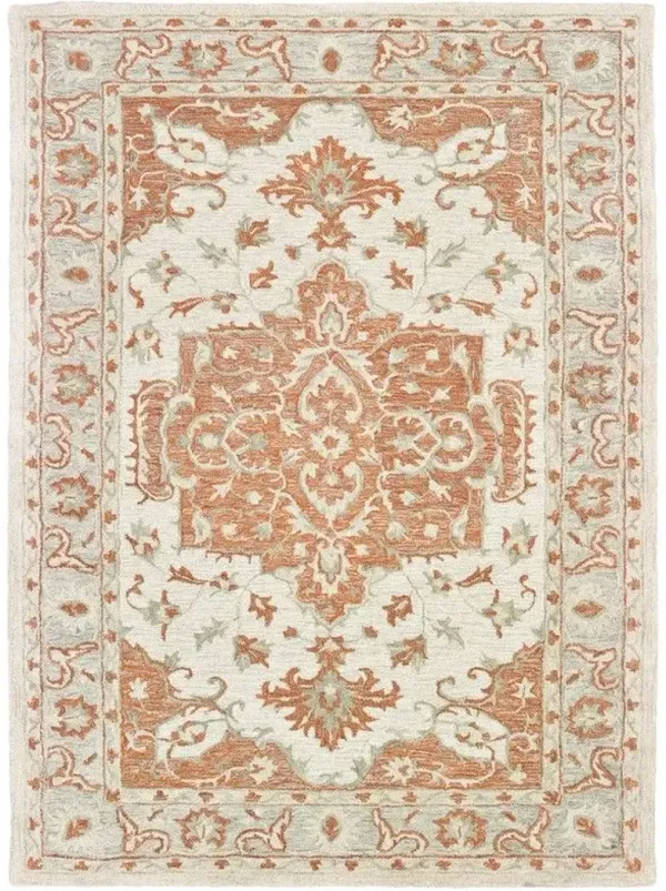 5' x 8' Medallion Area Rug - Orange And Ivory