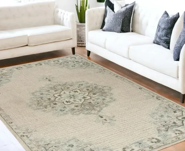 5' x 8' Wool Handmade Area Rug - Ivory