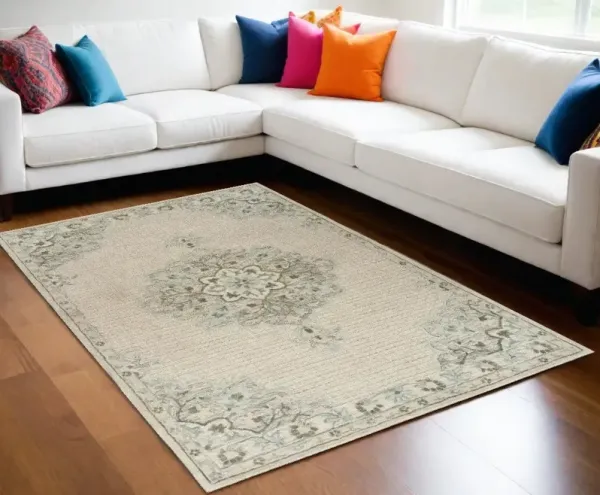 9' x 12' Wool Handmade Area Rug - Ivory