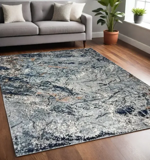 5' x 8' Abstract Ice Area Rug - Navy And Gray