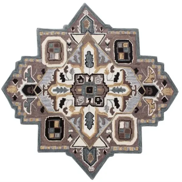 5' Medallion Area Rug - Gray And Beige