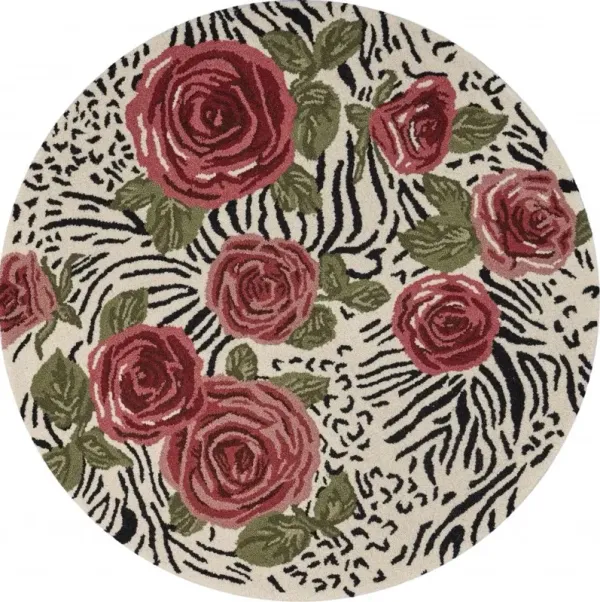6' Round Wool Hand Tufted Area Rug - Rose