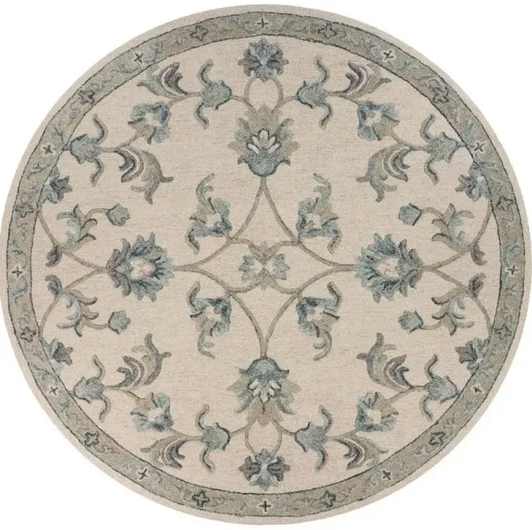 7' Round Wool Hand Tufted Area Rug - Light Blue