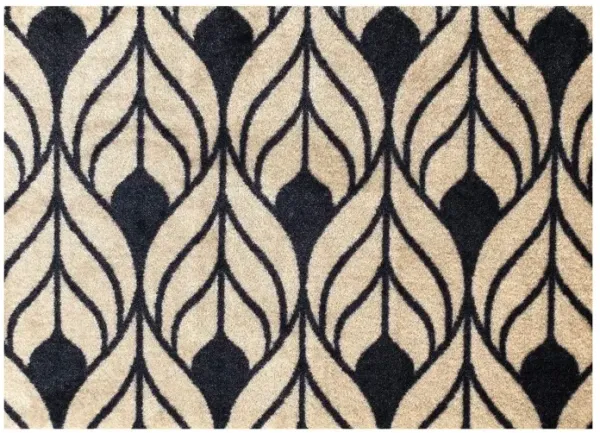 2' x 3' Abstract Leaves Washable Floor Mat - Graphite And Tan