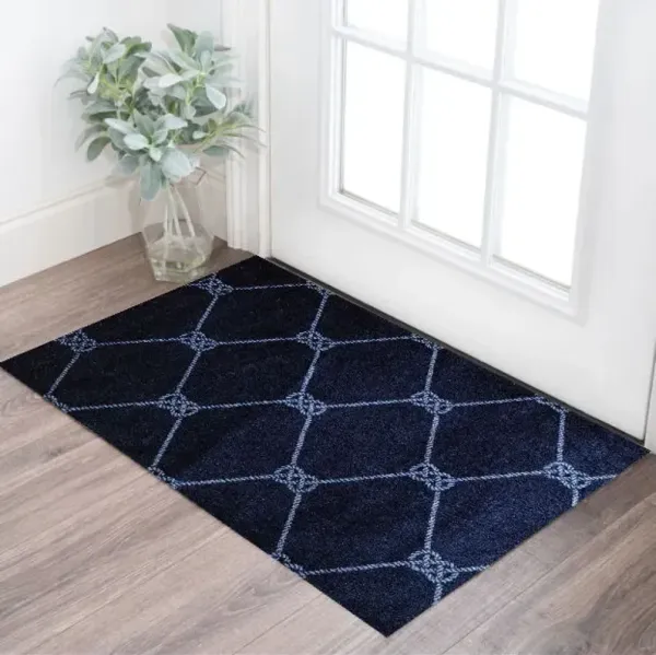 2' x 3' Nautical Knots Washable Floor Mat - Navy