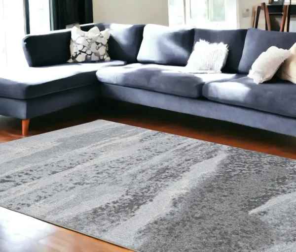 7.8' x 10.8' Abstract Area Rug - Blue And Gray