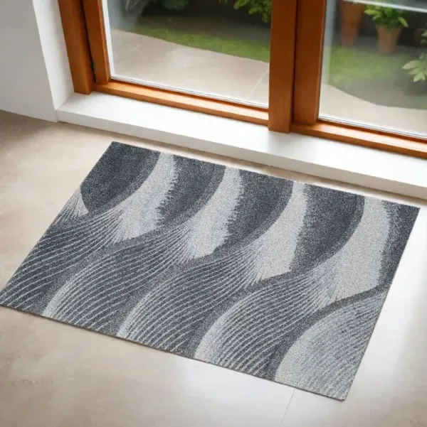 3' x 5' Abstract Area Rug - Gray And Blue