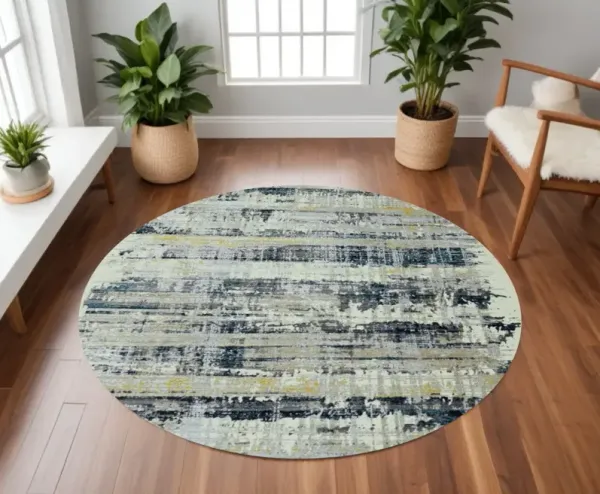 8' Round Abstract Area Rug - Blue
