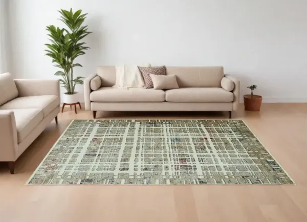 7.8' x 10.8' Abstract Polyester Area Rug - Ivory