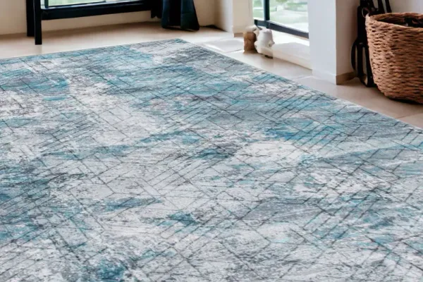 5' x 8' Abstract Cuboid Modern Area Rug - Blue Gray