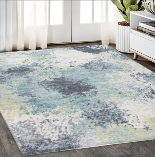 5' x 7' Abstract Area Rug - Blue And Ivory