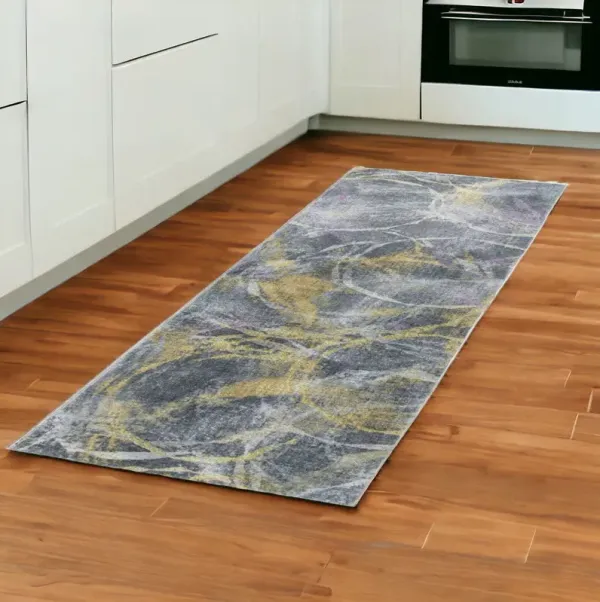 8' Runner Abstract Runner Rug - Gray