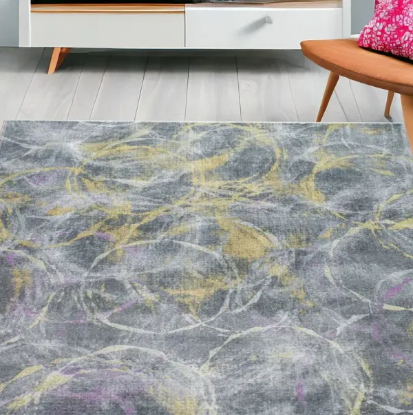 5' x 7' Abstract Polyester Area Rug - Gray