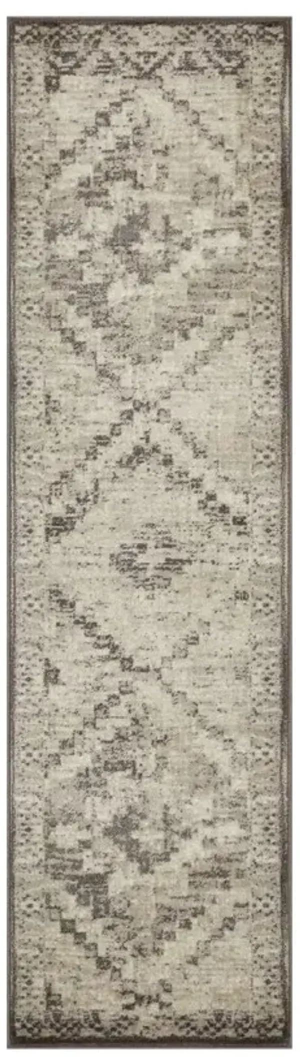 8' Runner Abstract Polypropylene Runner Rug - Gray