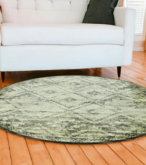 8' Round Abstract Area Rug - Gray