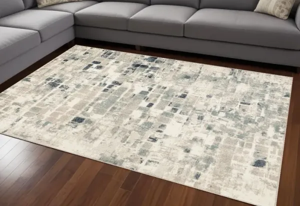 8' x 11' Abstract Area Rug - Blue And Beige