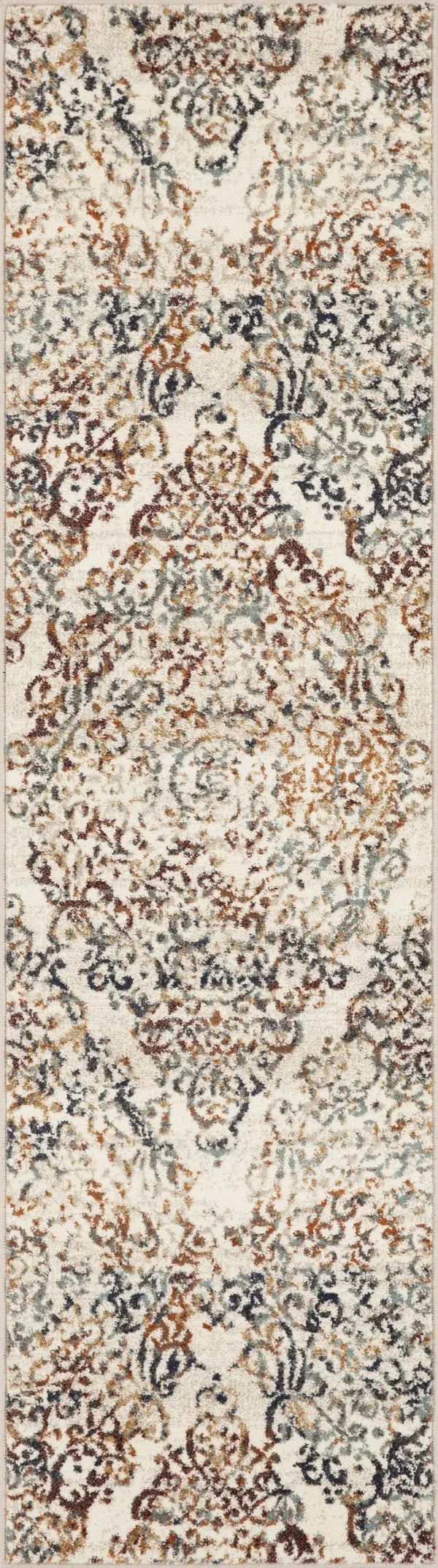 8' Runner Oriental Polypropylene Runner Rug - Ivory