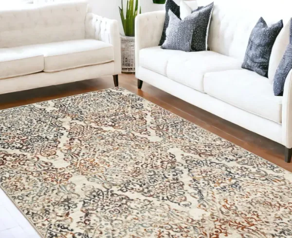 8' x 11' Oriental Area Rug - Ivory