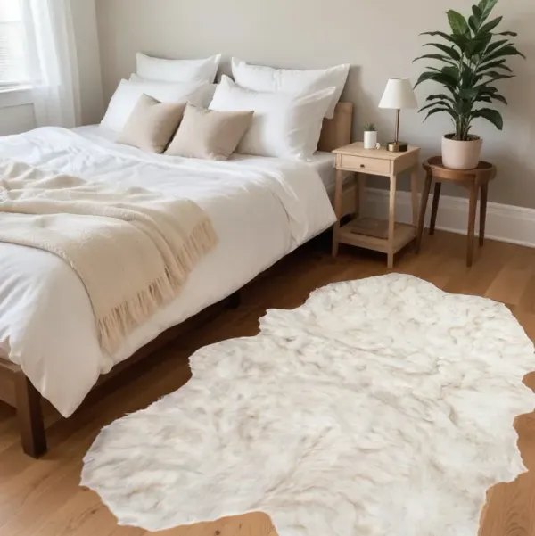 4' x 6' Faux Fur Washable Non Skid Area Rug - Ombre Tan