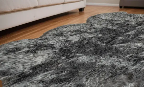 5' x 6' Wool Sheepskin Handmade Area Rug - Gray