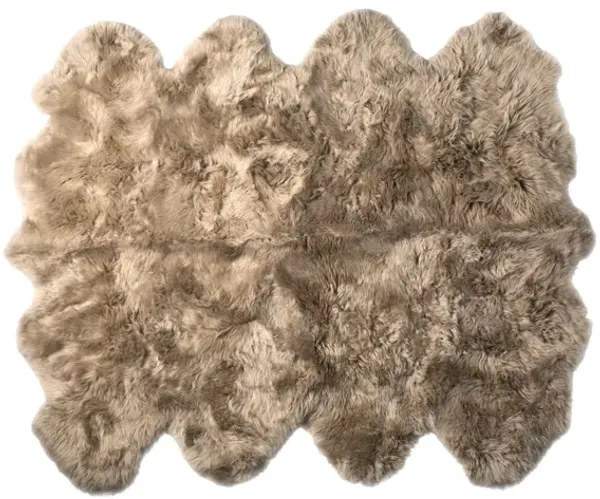 6' x 6' Wool Sheepskin Handmade Area Rug - Taupe