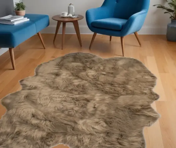 4' x 6' Faux Fur Washable Non Skid Area Rug - Tan