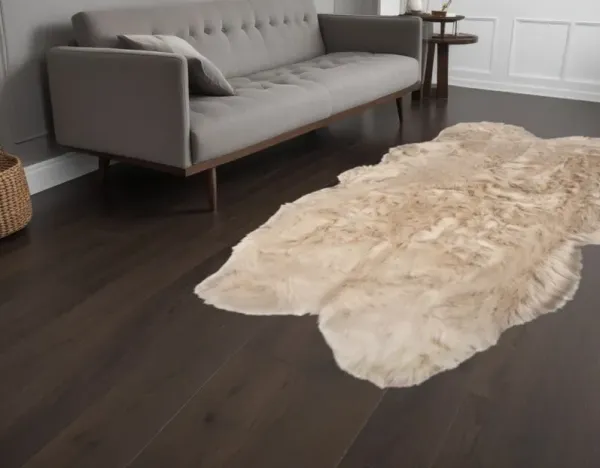4' x 6' Faux Fur Washable Non Skid Area Rug - Taupe