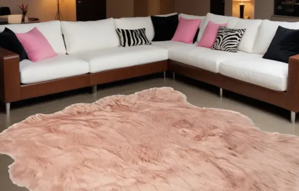 5' x 6' Faux Sheepskin Non Skid Area Rug - Rose Pink