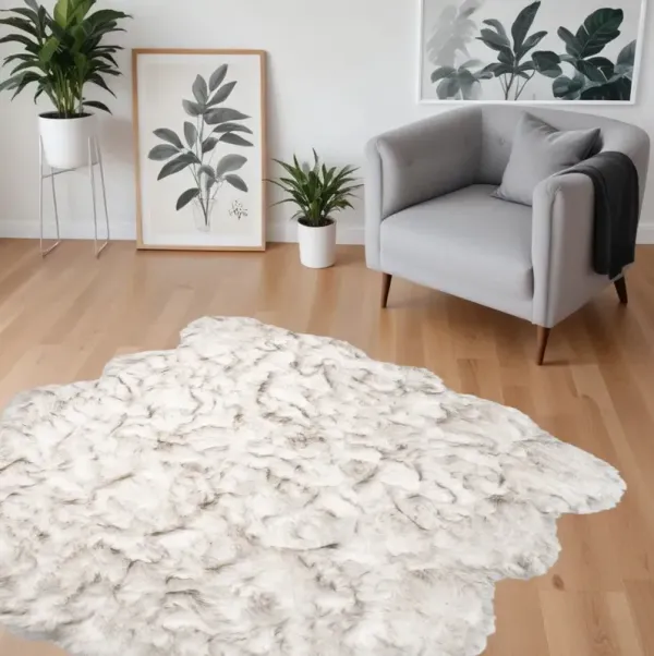 6' x 6' Faux Fur Washable Non Skid Area Rug - Ombre Chocolate