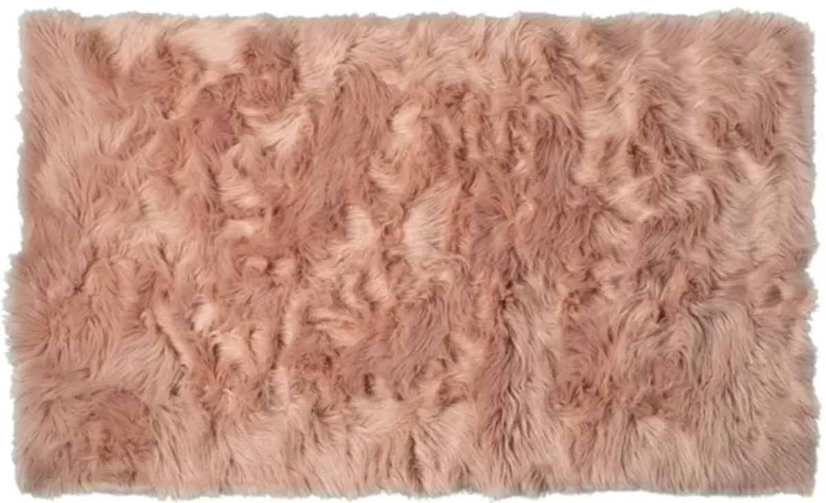 3' x 5' Faux Fur Non Skid Area Rug - Dusty Rose