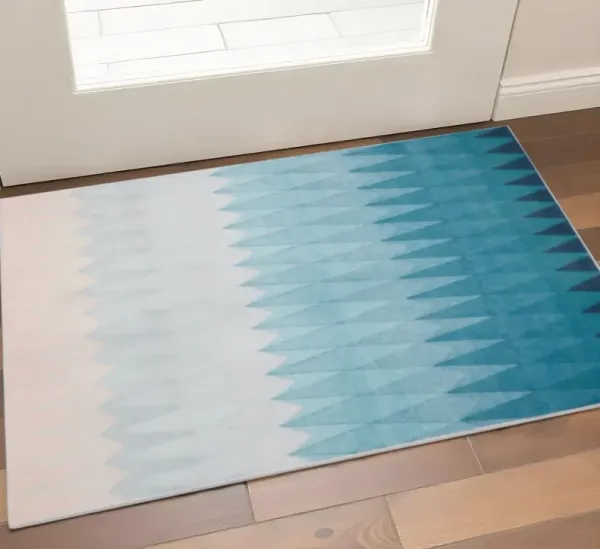 3' x 4' Geometric Non Skid Area Rug - Shades Of Blue