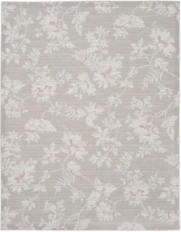 8' x 10' Floral Distressed Washable Area Rug - Natural