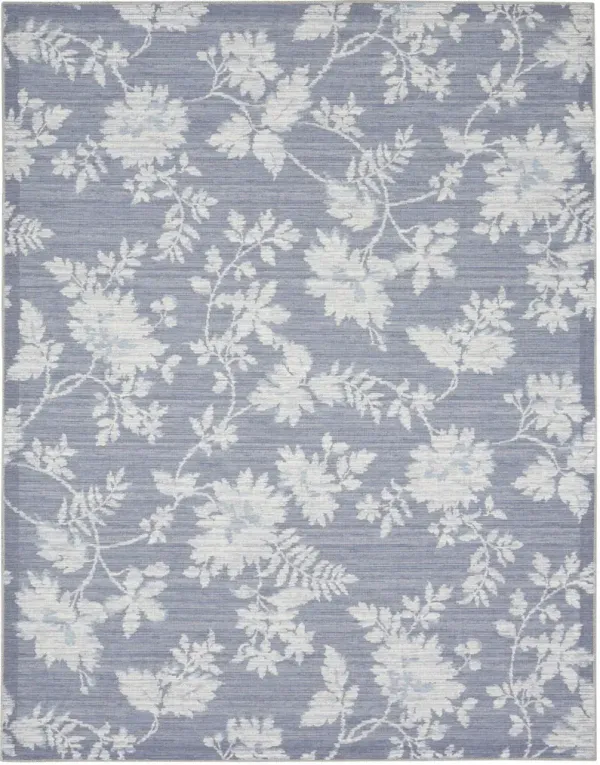 8' x 10' Floral Distressed Washable Area Rug - Gray