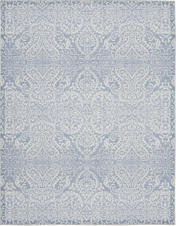 8' x 10' Damask Distressed Washable Area Rug - Slate