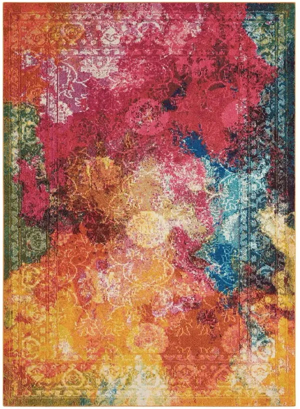 5' x 7' Abstract Power Loom Non Skid Area Rug - Seaglass