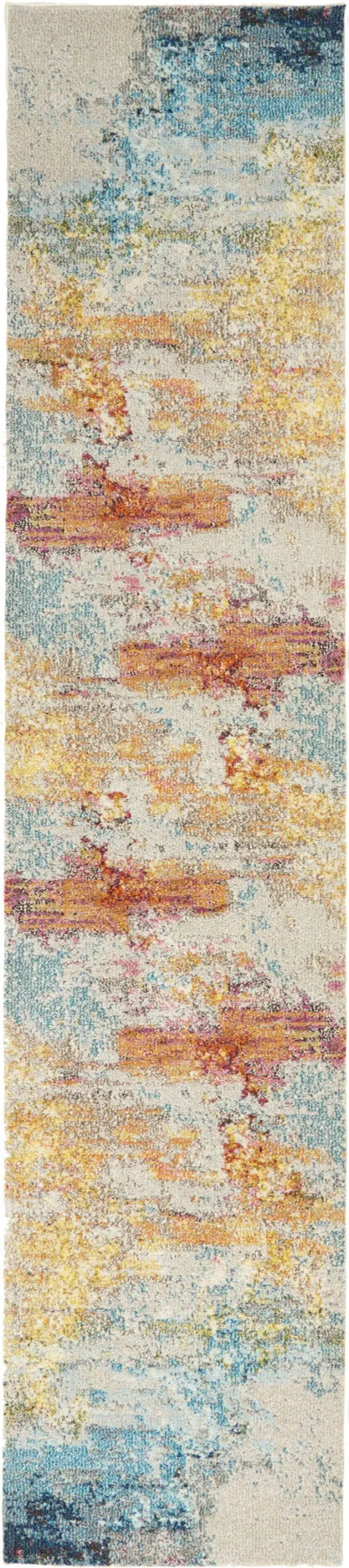 2' x 6' Abstract Power Loom Non Skid Runner Rug - Sealife