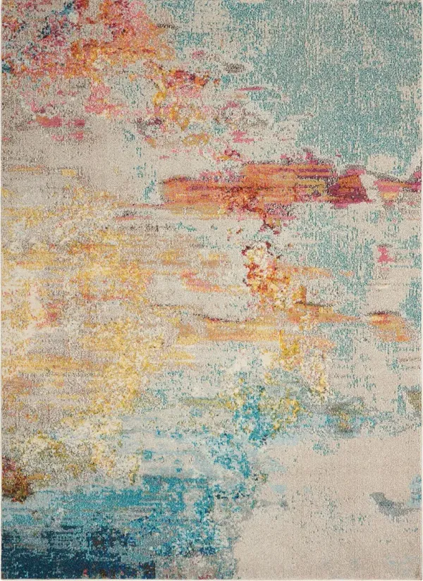 4' x 6' Abstract Power Loom Non Skid Area Rug - Sealife