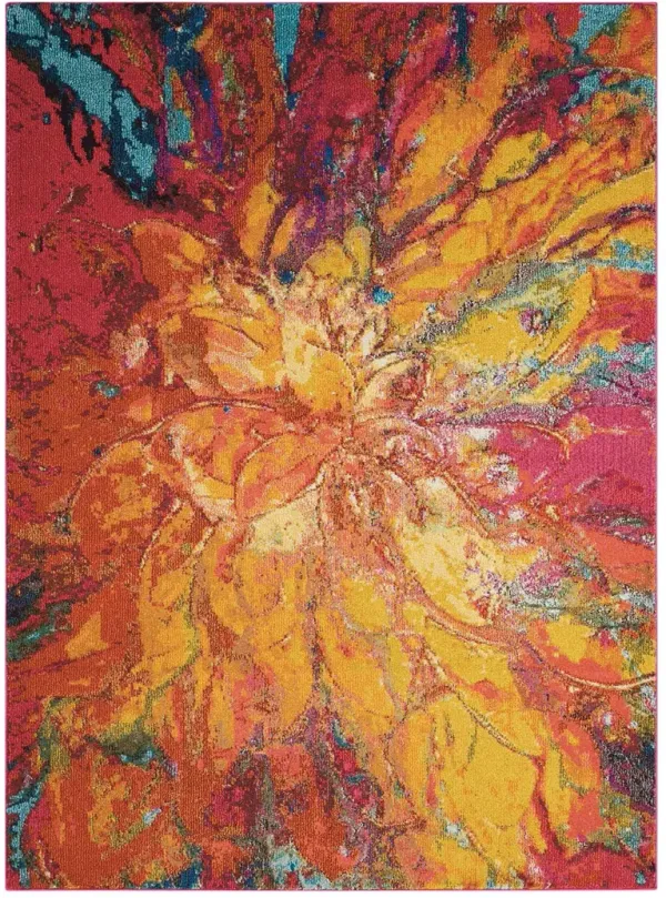 5' x 7' Abstract Power Loom Non Skid Area Rug - Cayenne