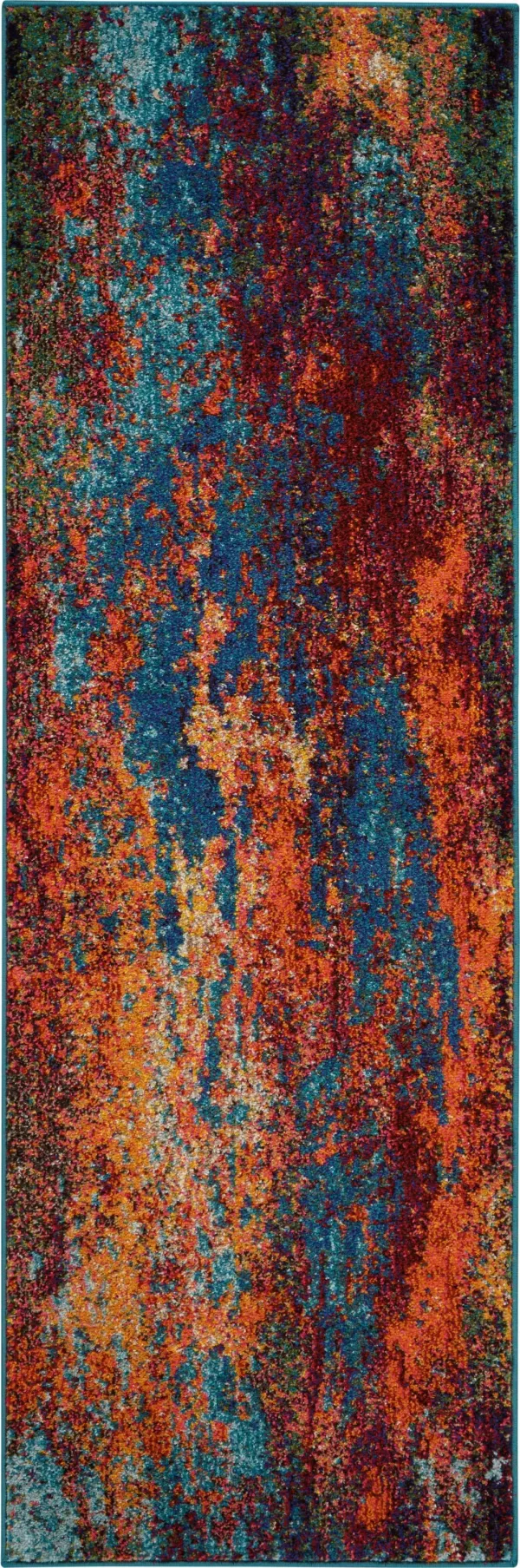 2' x 6' Abstract Power Loom Non Skid Runner Rug - Atlantic