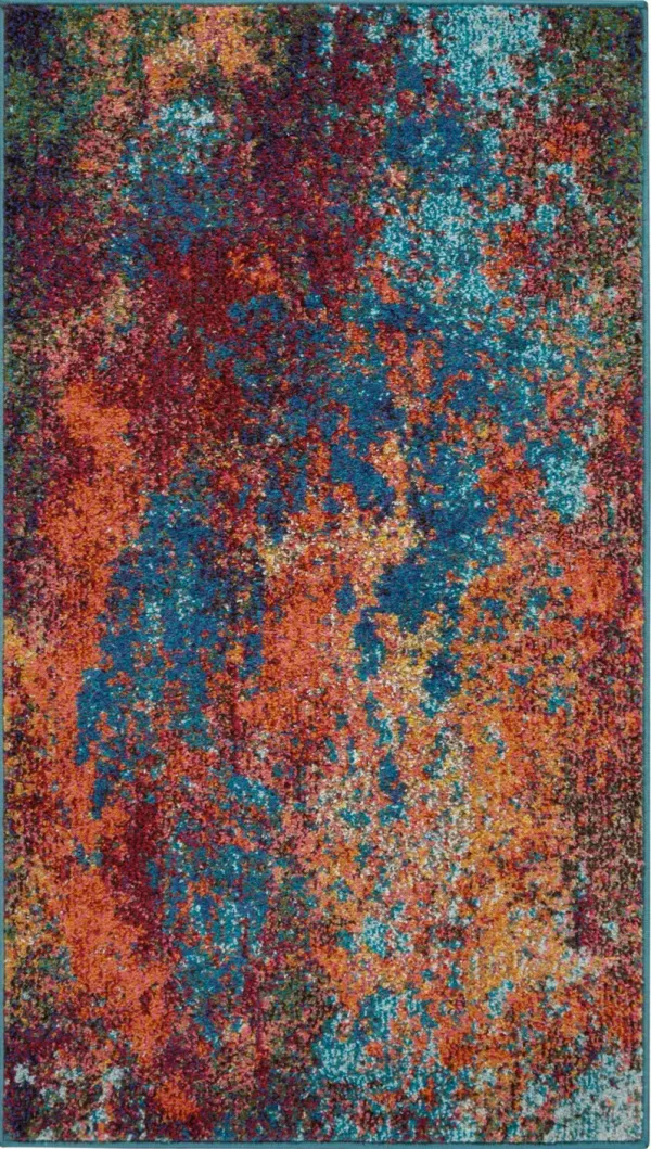 2' x 4' Abstract Power Loom Non Skid Area Rug - Atlantic