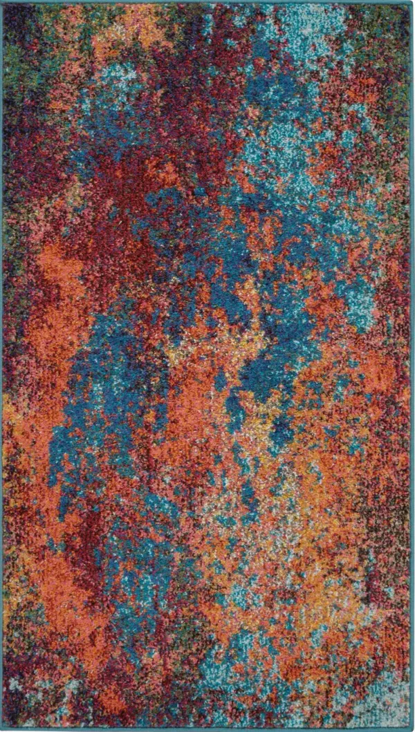 3' x 5' Abstract Power Loom Non Skid Area Rug - Atlantic