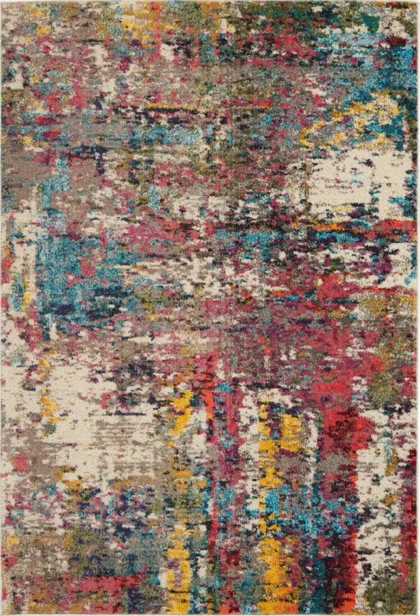 4' x 6' Abstract Power Loom Non Skid Area Rug - Sunset