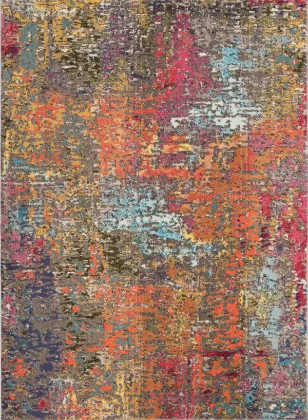 5' x 7' Abstract Power Loom Non Skid Area Rug - Sunset