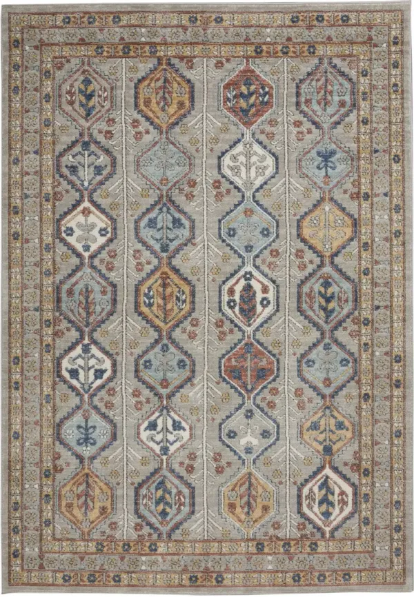 4' x 6' Southwestern Power Loom Non Skid Area Rug - Gray