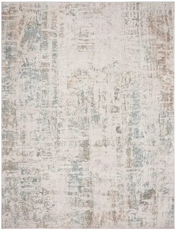 9' x 12' Abstract Distressed Stain Resistant Area Rug - Gray Blue Taupe And Cream