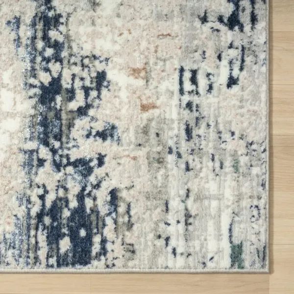 5' x 7' Abstract Stain Resistant Area Rug - Beige Cream Blue And Gray