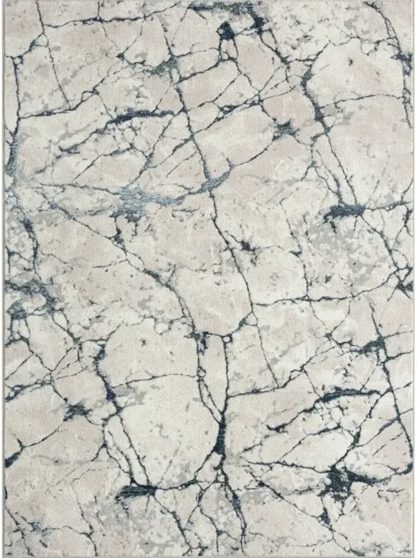 7.4' x 9.4' Abstract Stain Resistant Area Rug - Blue And Gray