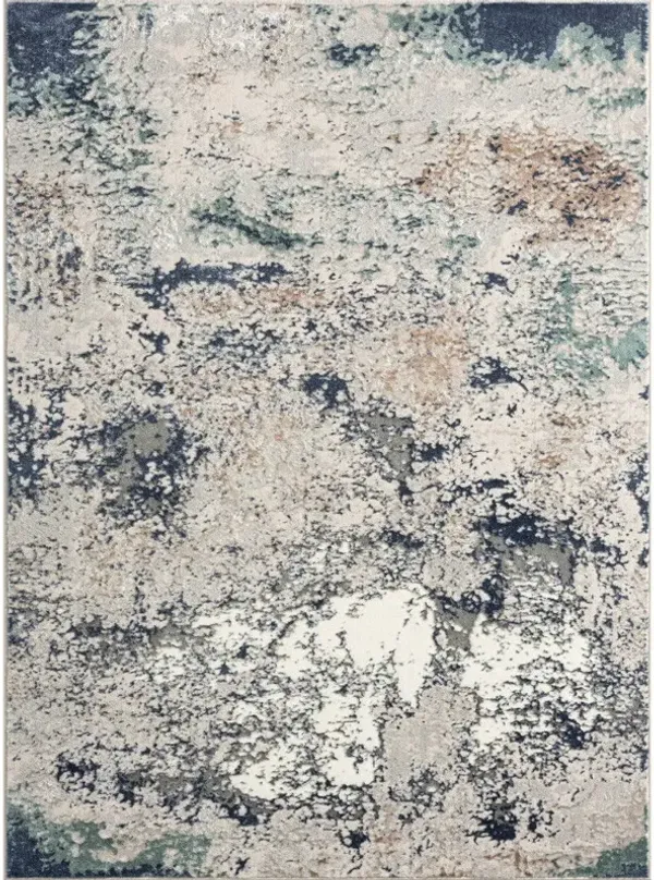 5' x 7' Abstract Stain Resistant Area Rug - Blue And Gray