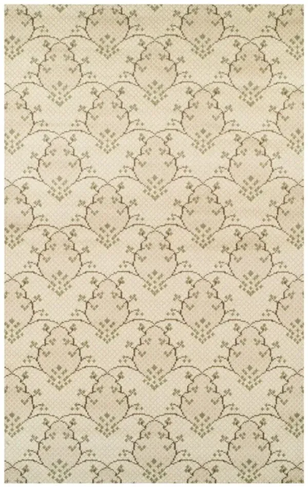 4' x 6' Floral Vines Stain Resistant Area Rug - Beige Green And Brown