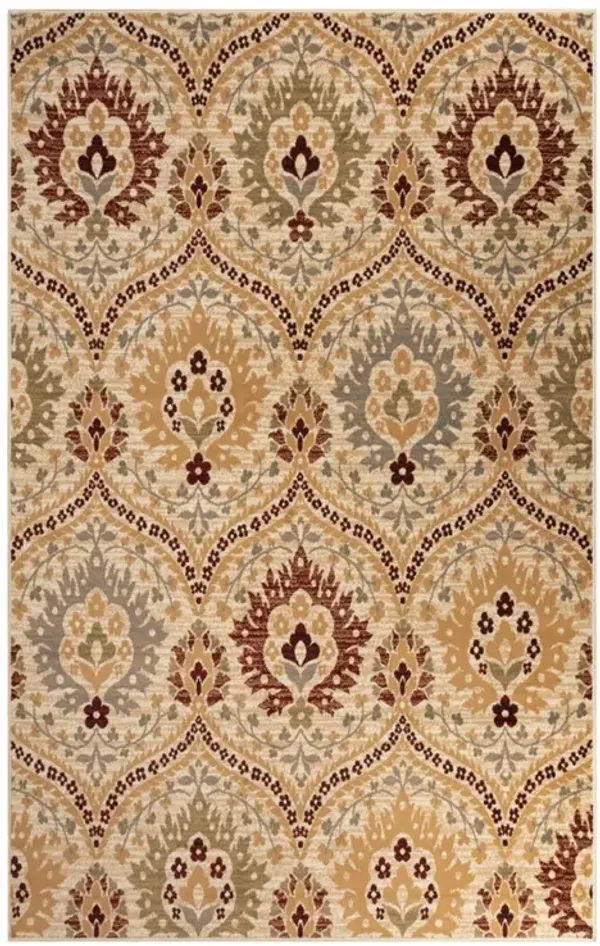 4' x 6' Floral Stain Resistant Area Rug - Camel Gray And Rust